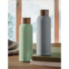 Bouteille publicitaire simple paroi en acier inoxydable recyclé avec finition en caoutchouc et couvercle en bois d'acacia 700 m Bouteille publicitaire simple paroi en acier inoxydable recyclé avec finition en caoutchouc et couvercle en bois d'acacia 700 m