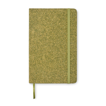 Carnet personnalisable A5 avec couverture rigide en marc de thé liège et tissu polycoton avec 160 pages lignées en papier recycl