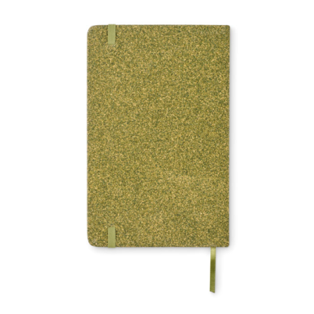 Carnet personnalisable A5 avec couverture rigide en marc de thé liège et tissu polycoton avec 160 pages lignées en papier recycl
