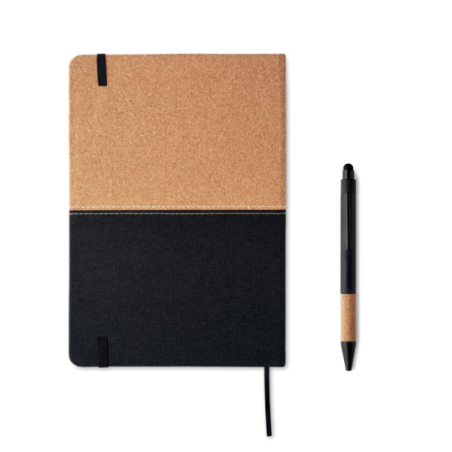 Coffret cadeau personnalisable 3 pièces (Gourde en acier inoxydable 500ml, Carnet 15 en RPET et liège, stylo à bille en aluminiu