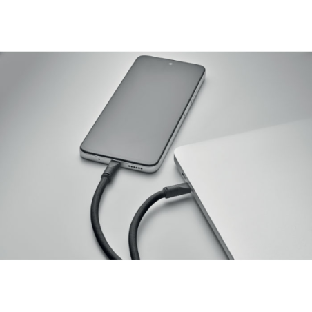 Cordon de charge publicitaire 60W de type-C à Type-C en RPET avec porte cordon de téléphone et porte clés COCHARGE