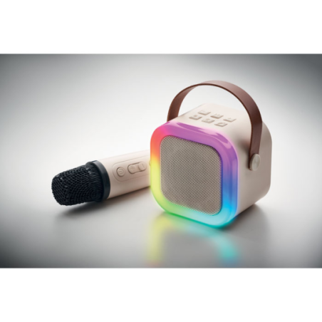 Kit de karaoké personnalisable avec haut parleur sans fil 5W avec LED en ABS recyclé poignée en Plastique et microphone KARASET+