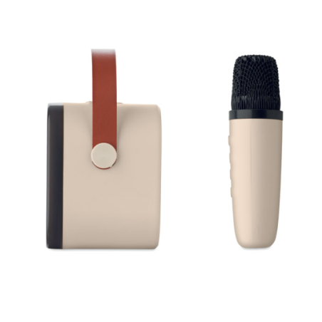 Kit de karaoké personnalisable avec haut parleur sans fil 5W avec LED en ABS recyclé poignée en Plastique et microphone KARASET+