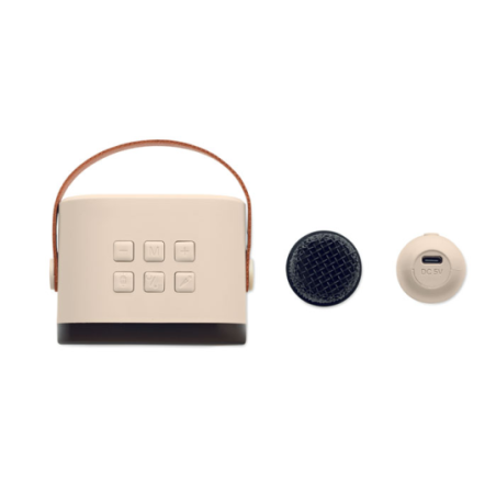 Kit de karaoké personnalisable avec haut parleur sans fil 5W avec LED en ABS recyclé poignée en Plastique et microphone KARASET+