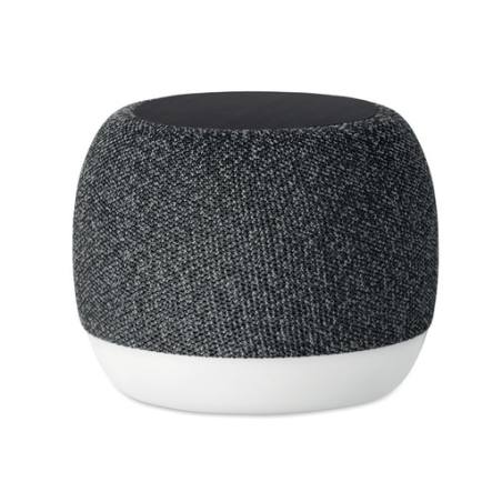 Enceinte publicitaire en ABS et tissu RPET avec base lumière d'ambiance chargeur sans fil et batterie rechargeable Li-ION 1200 m