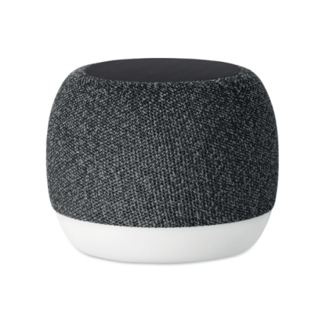 Enceinte publicitaire en ABS et tissu RPET avec base lumière d'ambiance chargeur sans fil et batterie rechargeable Li-ION 1200 m