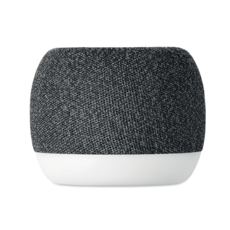 Enceinte publicitaire en ABS et tissu RPET avec base lumière d'ambiance chargeur sans fil et batterie rechargeable Li-ION 1200 m