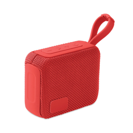 Enceinte personnalisable sans fil en ABS avec tissu RPET et cordon de suspension 5W avec batterie rechargeable Li-iON 800 mAh OB