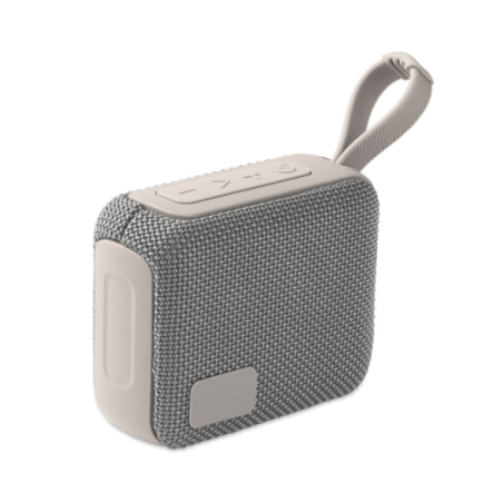Enceinte personnalisable sans fil en ABS avec tissu RPET et cordon de suspension 5W avec batterie rechargeable Li-iON 800 mAh OB
