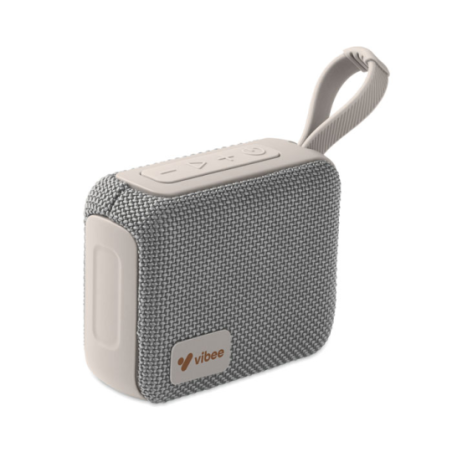 Enceinte personnalisable sans fil en ABS avec tissu RPET et cordon de suspension 5W avec batterie rechargeable Li-iON 800 mAh OB