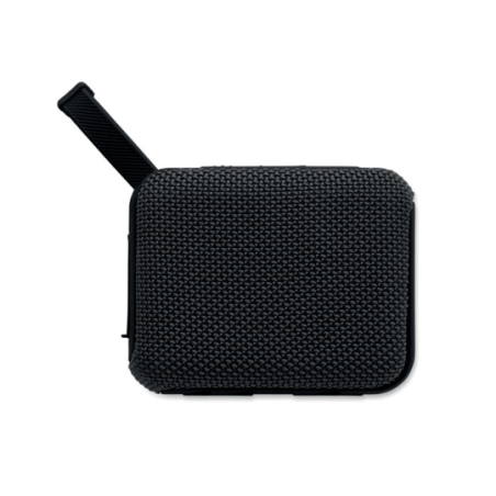 Enceinte personnalisable sans fil en ABS avec tissu RPET et cordon de suspension 5W avec batterie rechargeable Li-iON 800 mAh OB