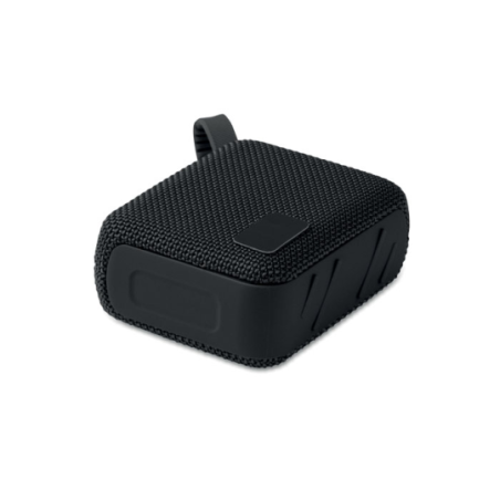 Enceinte personnalisable sans fil en ABS avec tissu RPET et cordon de suspension 5W avec batterie rechargeable Li-iON 800 mAh OB
