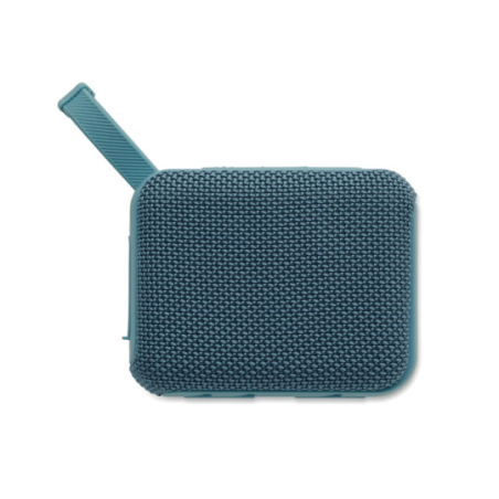 Enceinte personnalisable sans fil en ABS avec tissu RPET et cordon de suspension 5W avec batterie rechargeable Li-iON 800 mAh OB