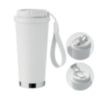 Gobelet personnalisable double paroi isotherme en acier inoxydable recyclé avec couvercle en plastique et sangle de transport en Gobelet personnalisable double paroi isotherme en acier inoxydable recyclé avec couvercle en plastique et sangle de transport en