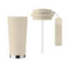 Gobelet personnalisable double paroi isotherme en acier inoxydable recyclé avec couvercle en plastique et sangle de transport en Gobelet personnalisable double paroi isotherme en acier inoxydable recyclé avec couvercle en plastique et sangle de transport en