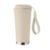 Gobelet personnalisable double paroi isotherme en acier inoxydable recyclé avec couvercle en plastique et sangle de transport en Gobelet personnalisable double paroi isotherme en acier inoxydable recyclé avec couvercle en plastique et sangle de transport en