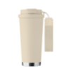 Gobelet personnalisable double paroi isotherme en acier inoxydable recyclé avec couvercle en plastique et sangle de transport en Gobelet personnalisable double paroi isotherme en acier inoxydable recyclé avec couvercle en plastique et sangle de transport en