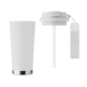 Gobelet personnalisable double paroi isotherme en acier inoxydable recyclé avec couvercle en plastique et sangle de transport en Gobelet personnalisable double paroi isotherme en acier inoxydable recyclé avec couvercle en plastique et sangle de transport en
