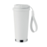 Gobelet personnalisable double paroi isotherme en acier inoxydable recyclé avec couvercle en plastique et sangle de transport en Gobelet personnalisable double paroi isotherme en acier inoxydable recyclé avec couvercle en plastique et sangle de transport en