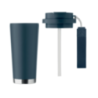 Gobelet personnalisable double paroi isotherme en acier inoxydable recyclé avec couvercle en plastique et sangle de transport en Gobelet personnalisable double paroi isotherme en acier inoxydable recyclé avec couvercle en plastique et sangle de transport en