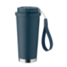 Gobelet personnalisable double paroi isotherme en acier inoxydable recyclé avec couvercle en plastique et sangle de transport en Gobelet personnalisable double paroi isotherme en acier inoxydable recyclé avec couvercle en plastique et sangle de transport en