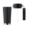 Gobelet personnalisable double paroi isotherme en acier inoxydable recyclé avec couvercle en plastique et sangle de transport en Gobelet personnalisable double paroi isotherme en acier inoxydable recyclé avec couvercle en plastique et sangle de transport en