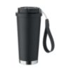 Gobelet personnalisable double paroi isotherme en acier inoxydable recyclé avec couvercle en plastique et sangle de transport en Gobelet personnalisable double paroi isotherme en acier inoxydable recyclé avec couvercle en plastique et sangle de transport en