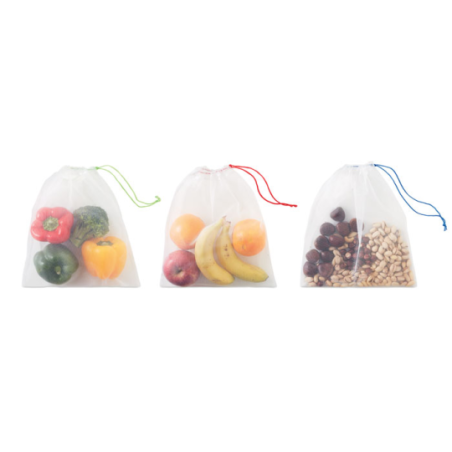 Lot de 3 sacs personnalisable en filet RPET VEGGIE SET RPET