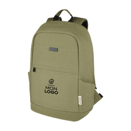 Sac à dos anti-vol ordinateur publicitaire Joey de 18&nbsp;L en toile recyclée GRS 15,6&nbsp;pouces