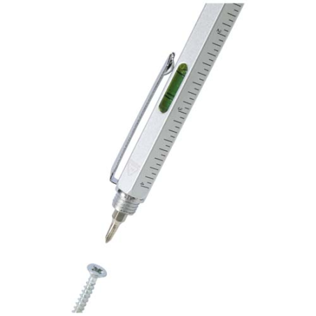 Stylo personnalisable avec règle, niveau et tournevis en aluminium recyclé - Dora