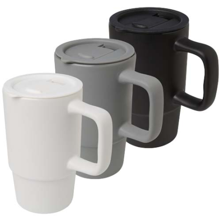 Mug personnalisable Carter en céramique de 450&nbsp;ml avec couvercle en plastique