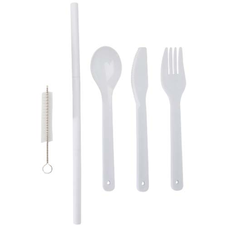 Ensemble de couverts personnalisable Runa en PP avec couvercle en bambou certifié FSC