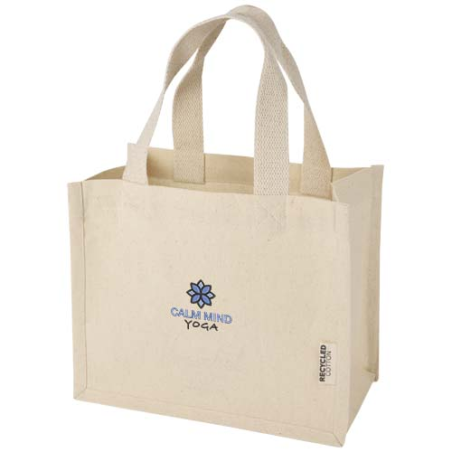 Sac shopping personnalisable à soufflet en coton recyclé de 9&nbsp;L et 220&nbsp;g/m² certifié GRS Odessa