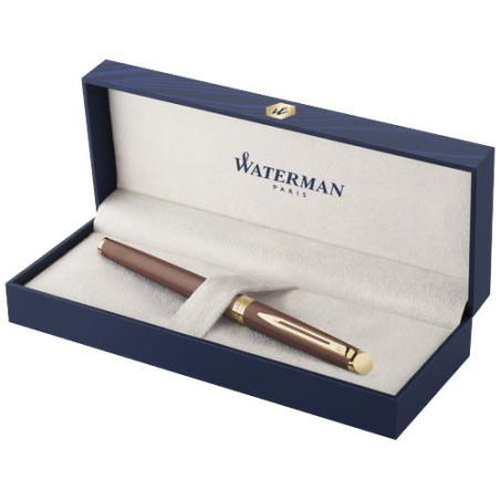 Stylo roller personnalisable en acier inoxydable couleur cuivre avec finition en or clair Waterman Encre noire Waterman Hemisphe