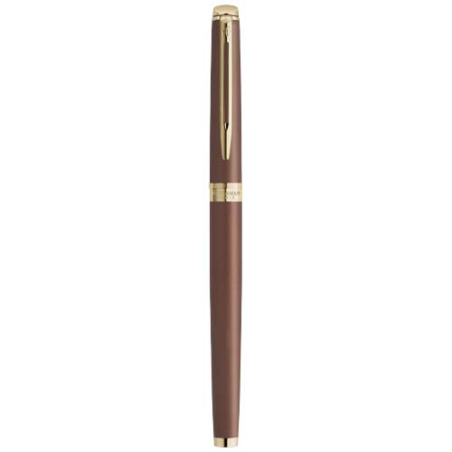 Stylo roller personnalisable en acier inoxydable couleur cuivre avec finition en or clair Waterman Encre noire Waterman Hemisphe