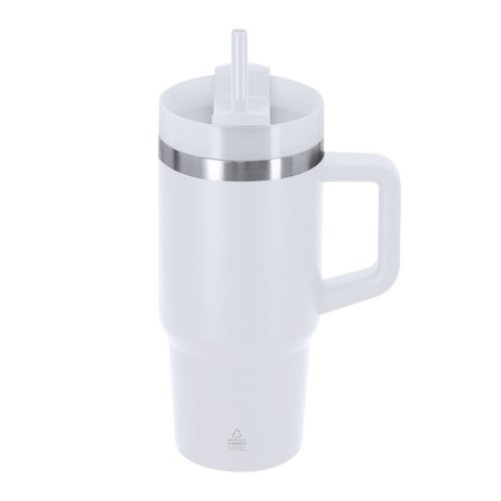 Mug isotherme personnalisable en inox recyclé avec paille 450ml - Gobby