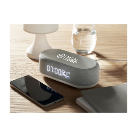 Station connecté 4-en-1 avec chargeur à induction 15 W, enceinte 5 W, réveil, lumière, météo - TUONO