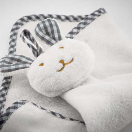 Serviette lapin personnalisable en polyester velours 180g/m2 - 31 x 37 cm