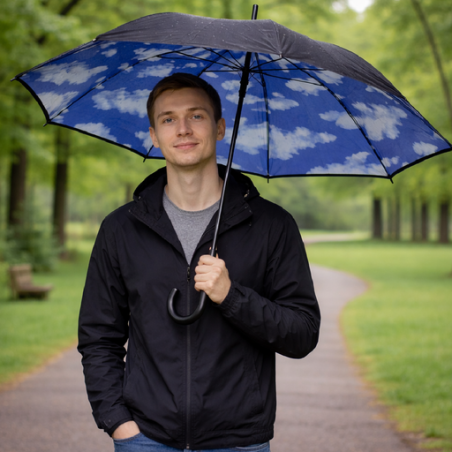 Parapluie tempête personnalisé motif nuages en nylon - Ø102cm - Ronnie