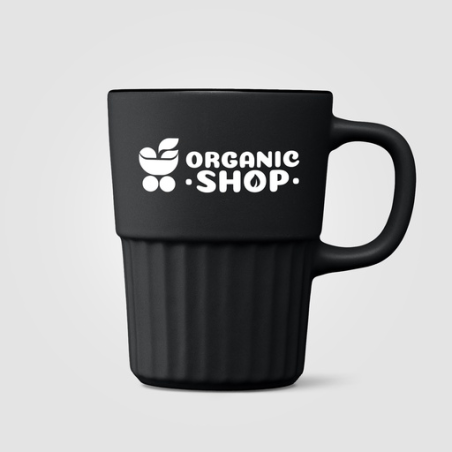 Mug personnalisé en céramique avec finition mate et relief cannelé Majesty 445 ml