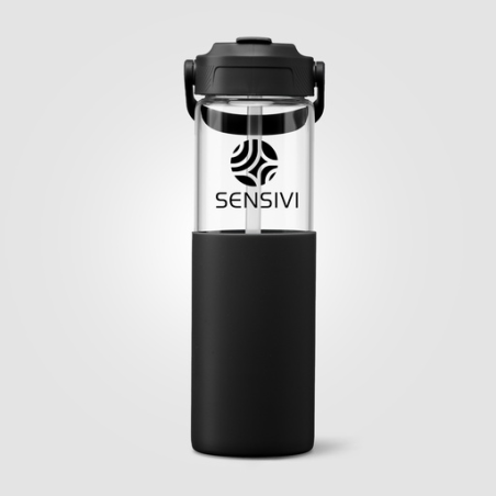 Gourde personnalisable en verre avec manchon JUNO