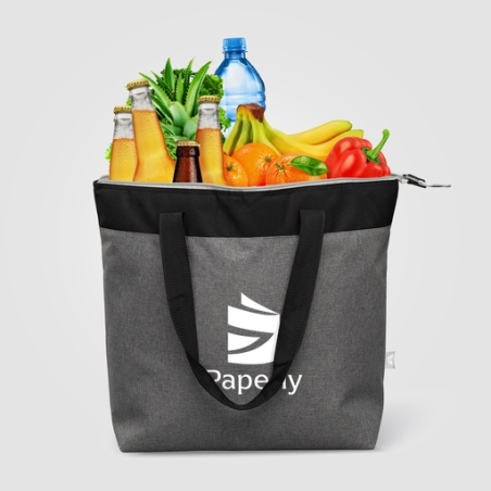 Sac cabas personnalisable isotherme 20 L en polyester recyclé 600D avec fermeture zippée Métropolis