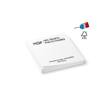 Post-it personnalisé Mémor-it® - Fabrication 100% Française - 74 x 74 mm impression 1 couleur marquage inclus