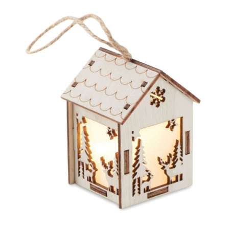 Suspension de noël personnalisable en forme de maison avec lumière intérieure