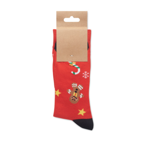 Paire de chaussettes personnalisable de Noël en coton et polyester RPET taille M SOC MEDIUM