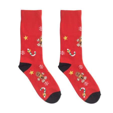 Paire de chaussettes personnalisable de Noël en coton et polyester RPET taille M SOC MEDIUM