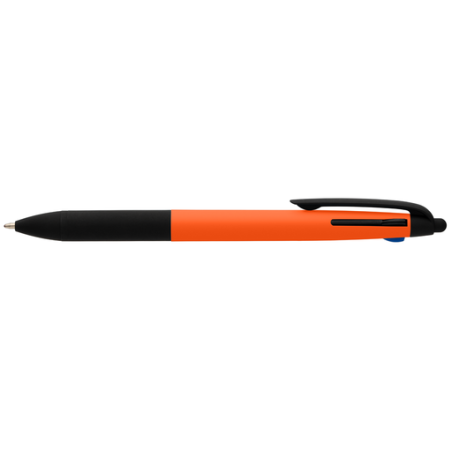 Stylo personalisable 3-en-1 en plastique recyclé avec grip néon et multi-encres Malta