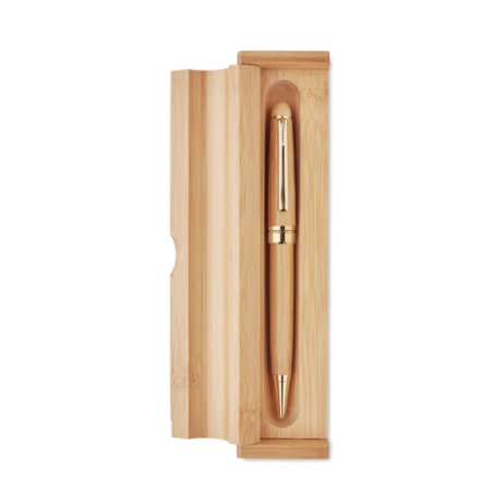 Stylo bille personnalisable en bambou dans son coffret en bambou - ETNA