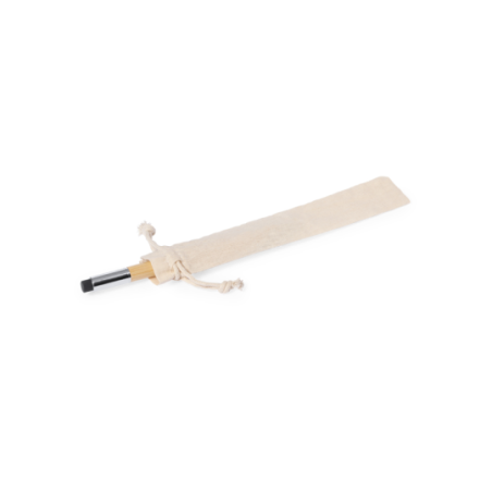 Stylo personnalisable en bambou et crayon éternel dans son étui en coton - Zack
