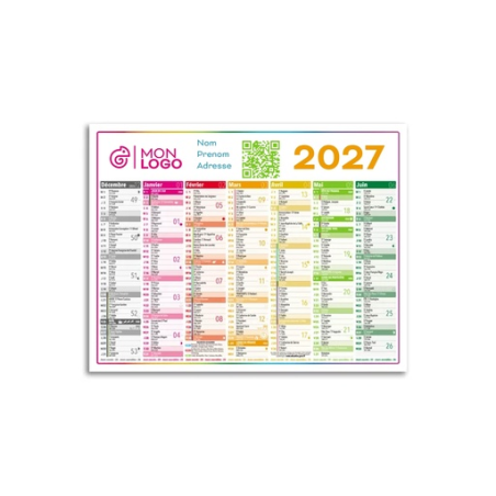 Calendrier bancaire personnalisé 43 x 33,5 cm - Tyr